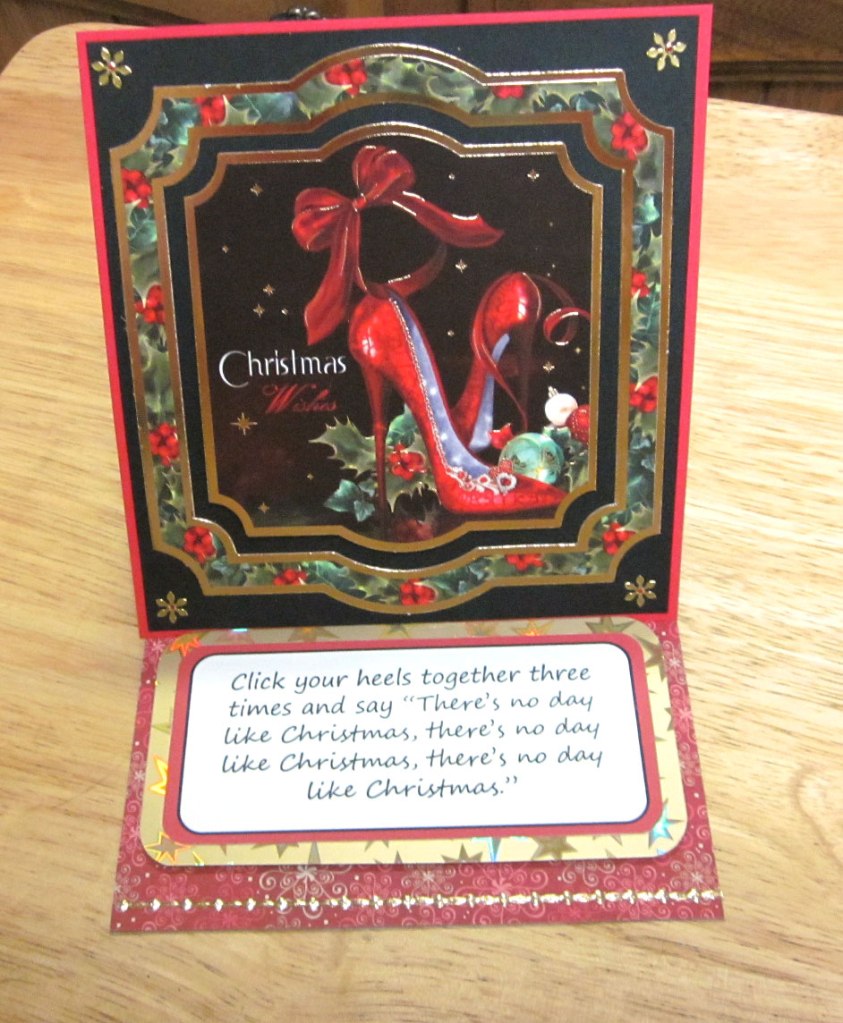 Christmas shoe easel card.